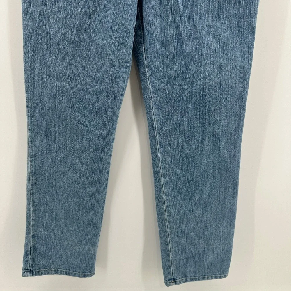 Gloria Vanderbilt Straight Jeans Womens 12 Petite Blue Denim Stretch Mid Rise